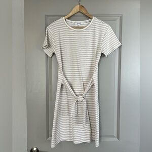 BB Dakota by Steve Madden White & Tan Striped T-Shirt Dress - Size S